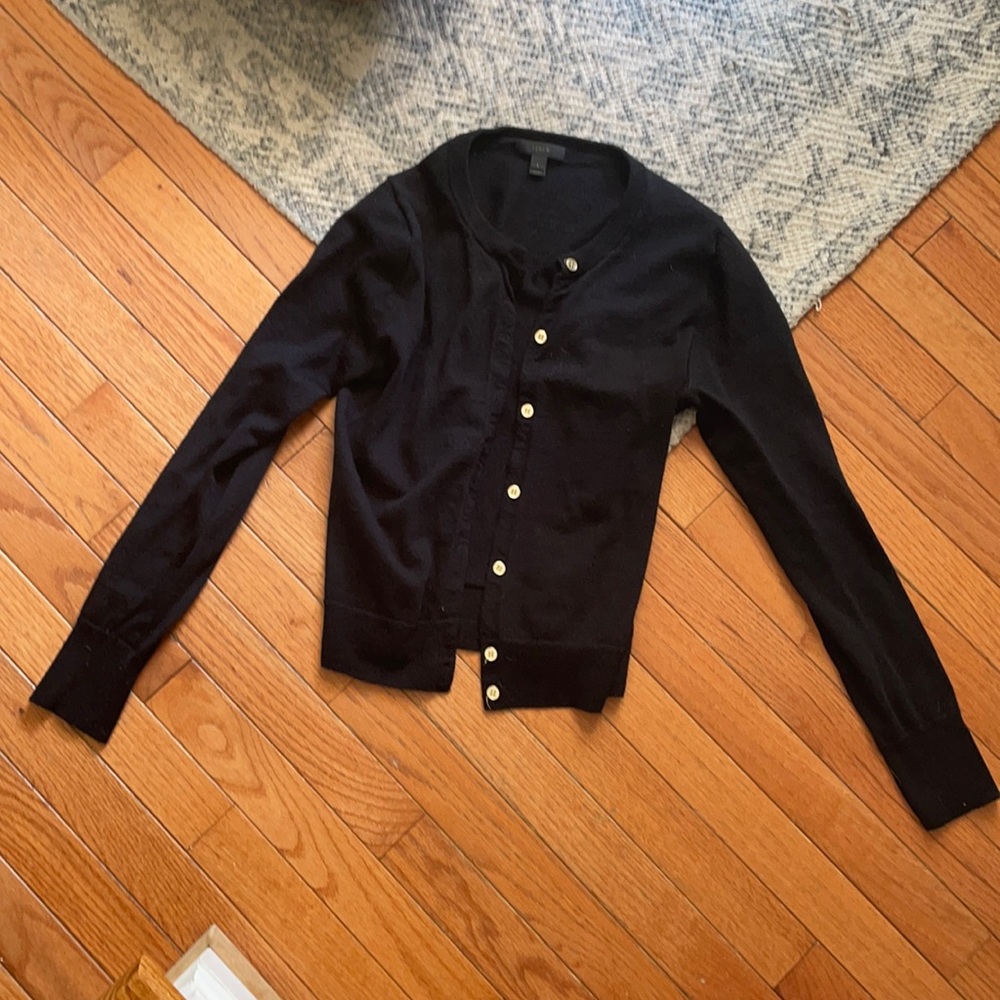 J Crew black merino wool cardigan
